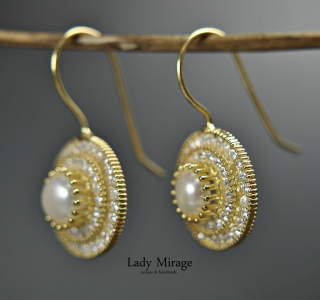 925 Silber Echte Perlen Ohrringe - Zirkonia - 14k Gold - Brautschmuck - Perlenschmuck set Schmucksets für Hochzeiten - Handmade Geschenkidee